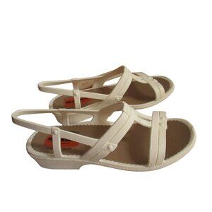 Vintage Womens Sandals 7 US 24 mexico Sandak Molded Rubber White Bety NOS